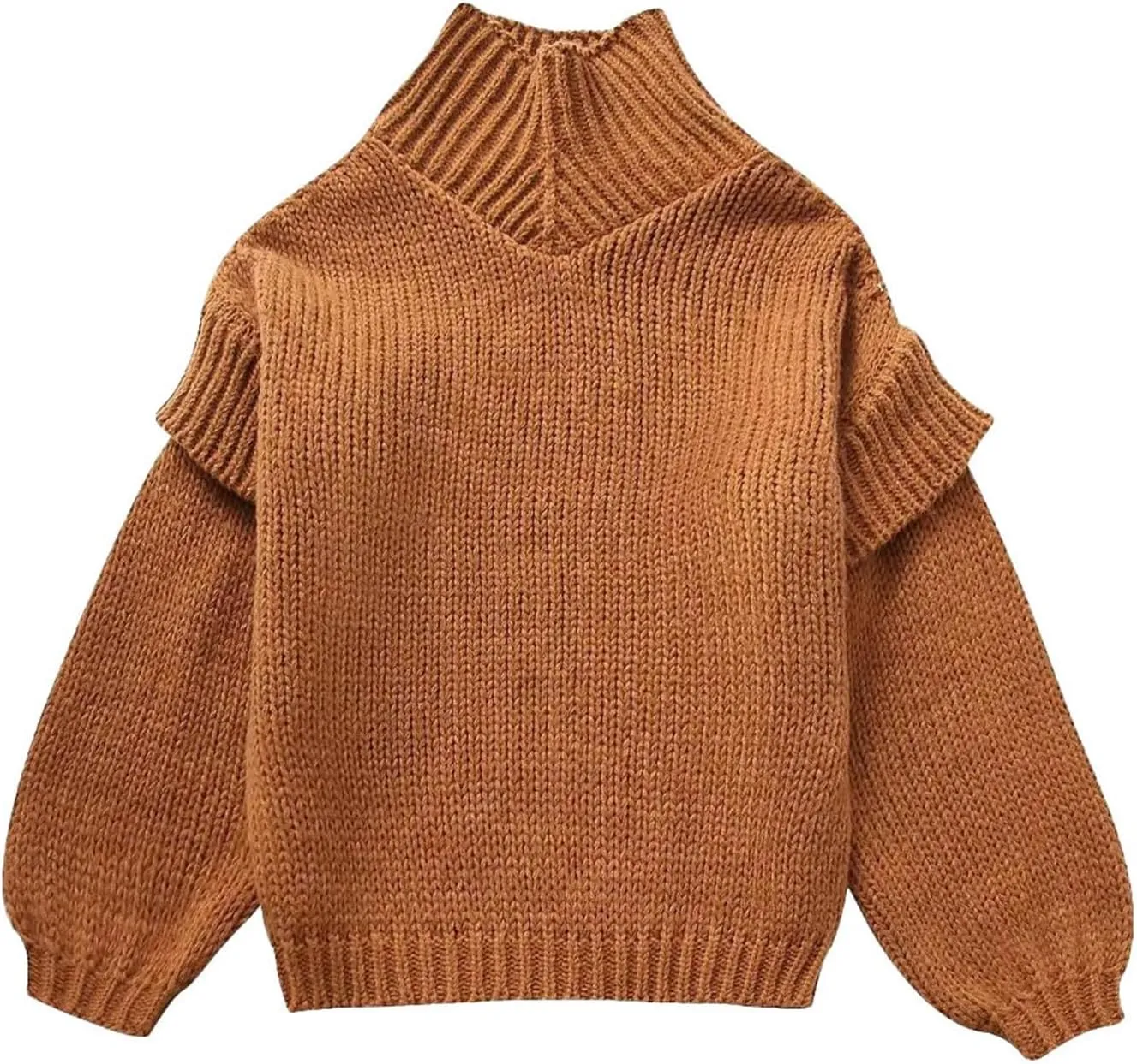 Women's Autumn Winter Oversized Long Sleeve Turtleneck Knit Sweater Cozy Fashion Top Fitted Sports Outerwear Western