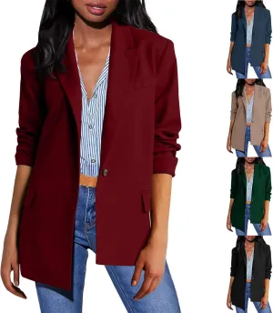 Womens Blazer Jacket Lapel Collar Trendy Work Office Blazer Jackets Outerwear Business Casual Suit Jackets