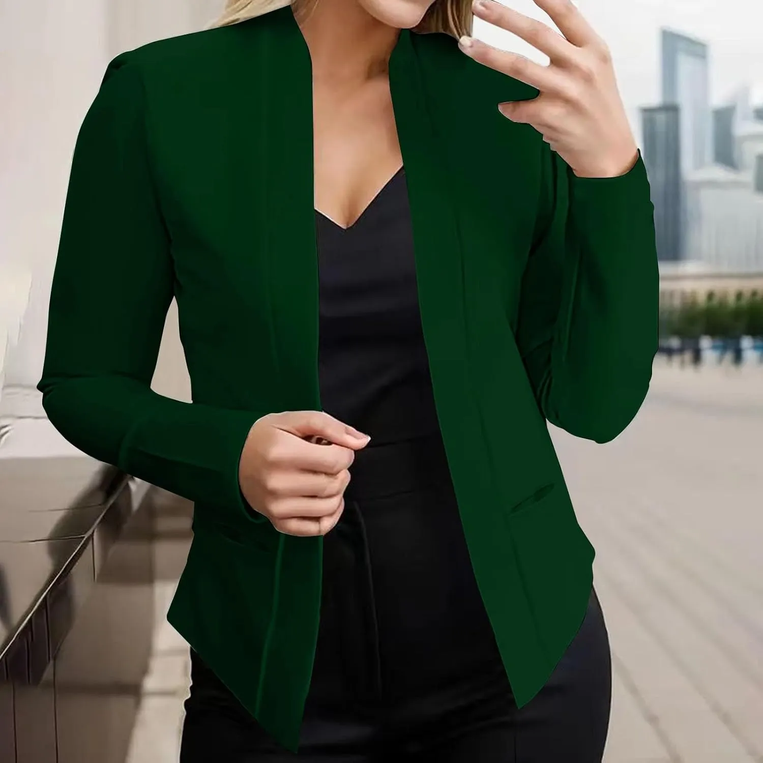 Women's Blazers & Suit Jackets Causal Ladies Top Long Sleeve Causal Fancy Jackets Pluse Size Herringbone Coat