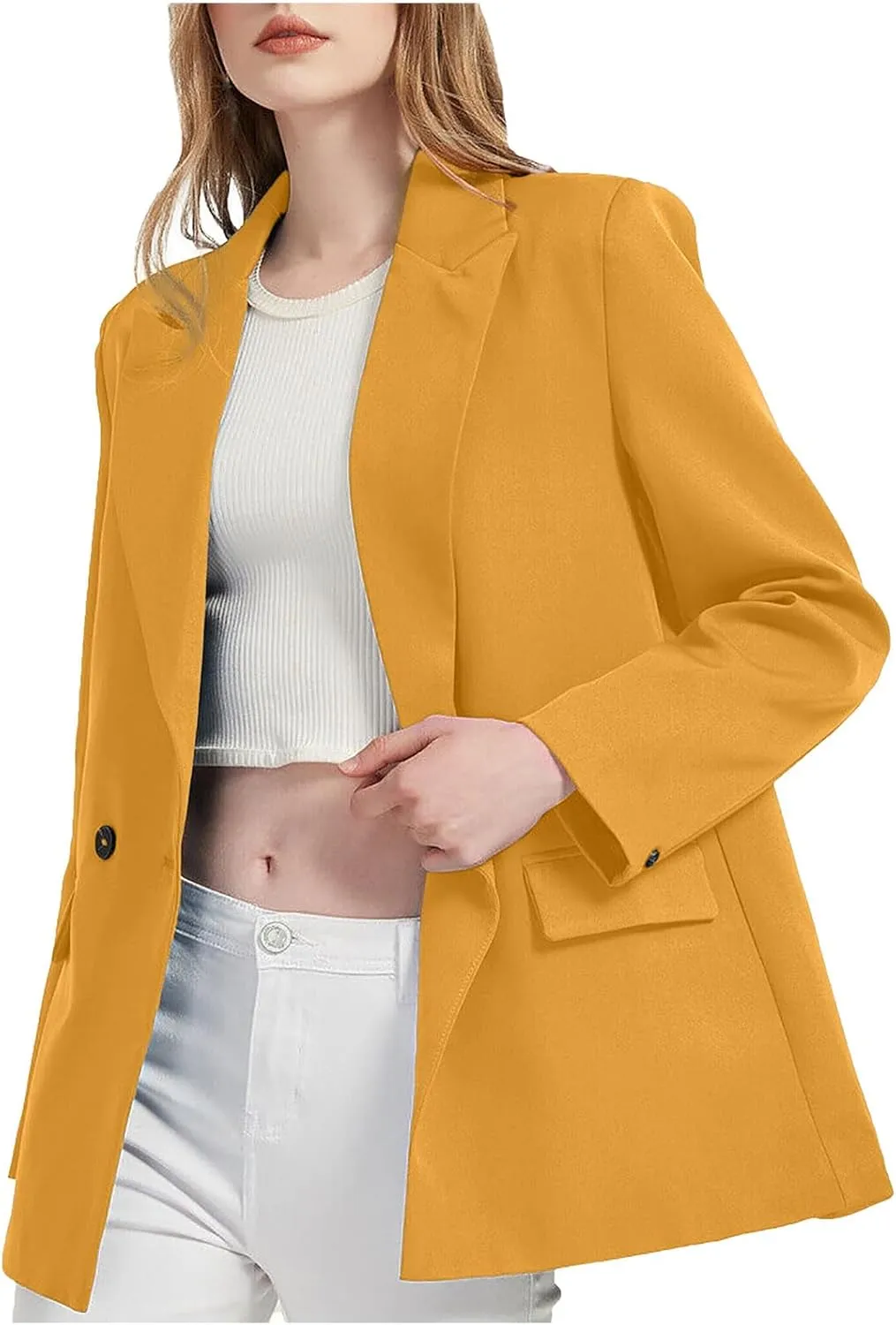 Women's Blazers & Suit Jackets Dressy Work Button Long Sleeve Blazers for Women Business Casual Oversized Suit