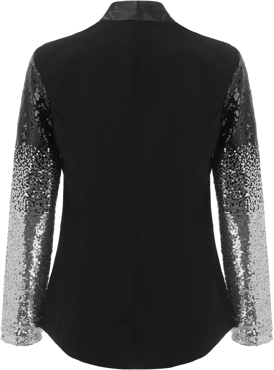 Womens Blazers Casual Fall,Leather Stand Up Gradient Sequin Patchwork Long Sleeve Womens Blazers for Work Casual