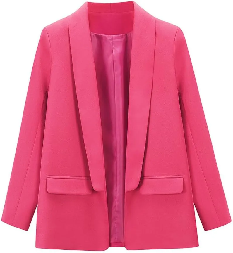 Women's Blazers Casual Lightweight Buttonless Plus Size Boyfriend Blazers Long Sleeve Slim Fit Dressy Work Blazer