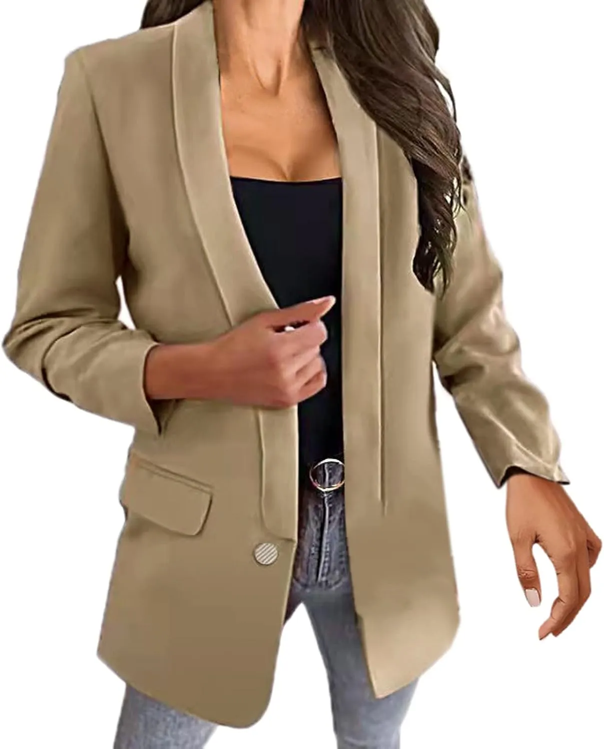 Womens Blazers Casual Lightweight Long Sleeve Suit Jackets Open Front Business Cardigan 2024 Fall Fashion Work Jacket