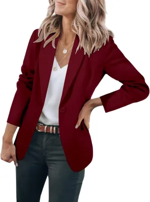 Women's Blazers Casual Lightweight Work Office Blazer Button Long Sleeve Blazers Open Front Cardigan Suit Jacket