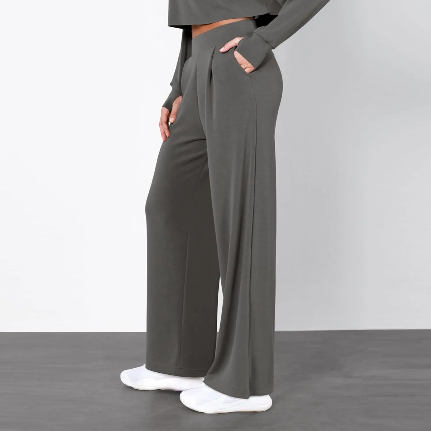 Womens Cargo Sweatpants Winter Sexy Work Palazzo with Pockets High Waisted Straight Leg