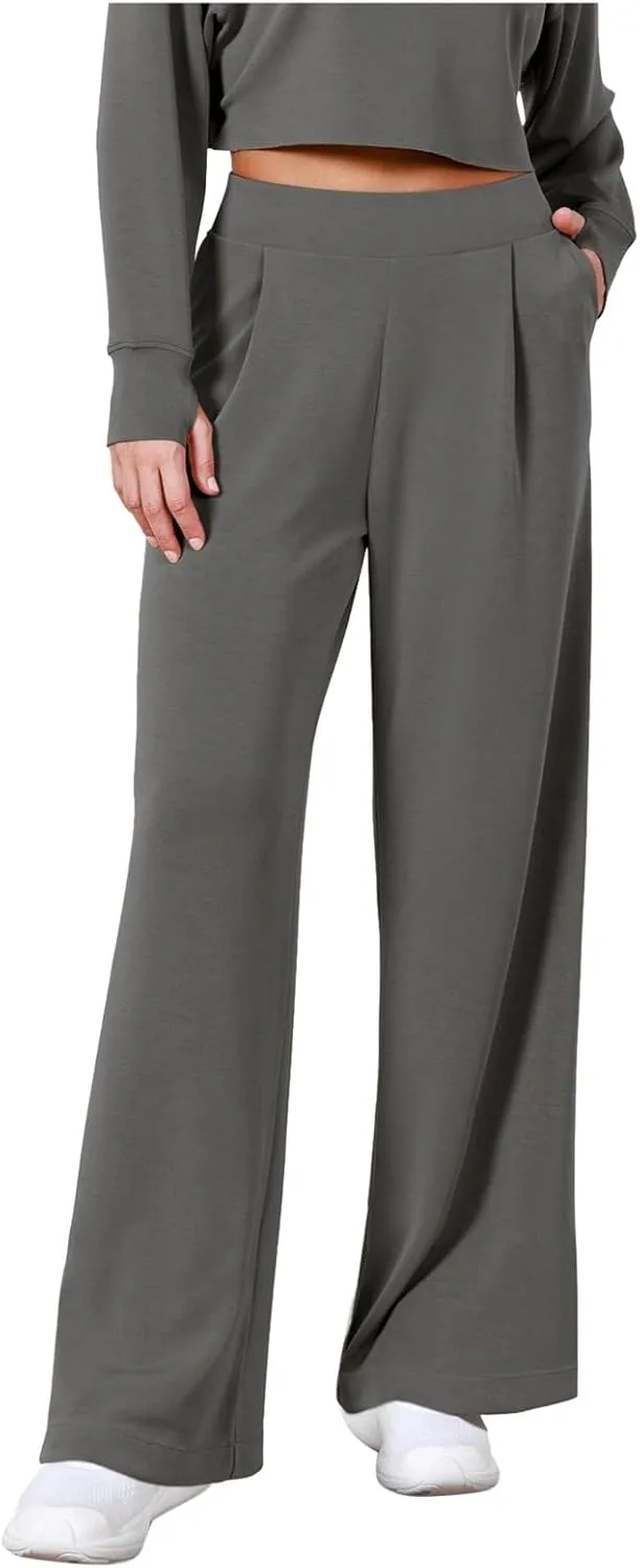 Womens Cargo Sweatpants Winter Sexy Work Palazzo with Pockets High Waisted Straight Leg