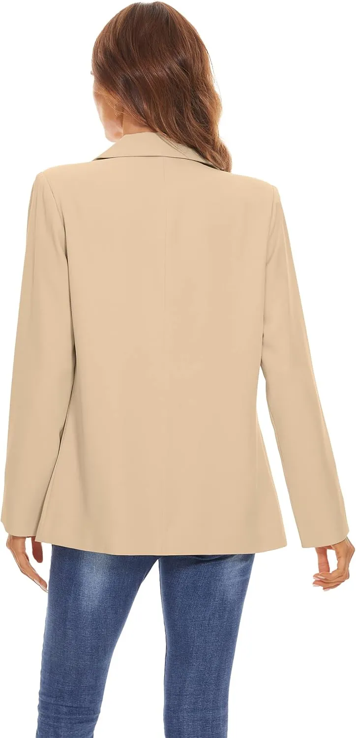 Women's Casual Blazers Long Sleeve Open Front Lapel Collar Work Office Blazers Jacket with Pockets