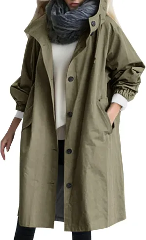 Women's Double Breasted Pea Coat Lapel Wool Blend Long Trench Jacket Winter Elegant Overcoat Outwear