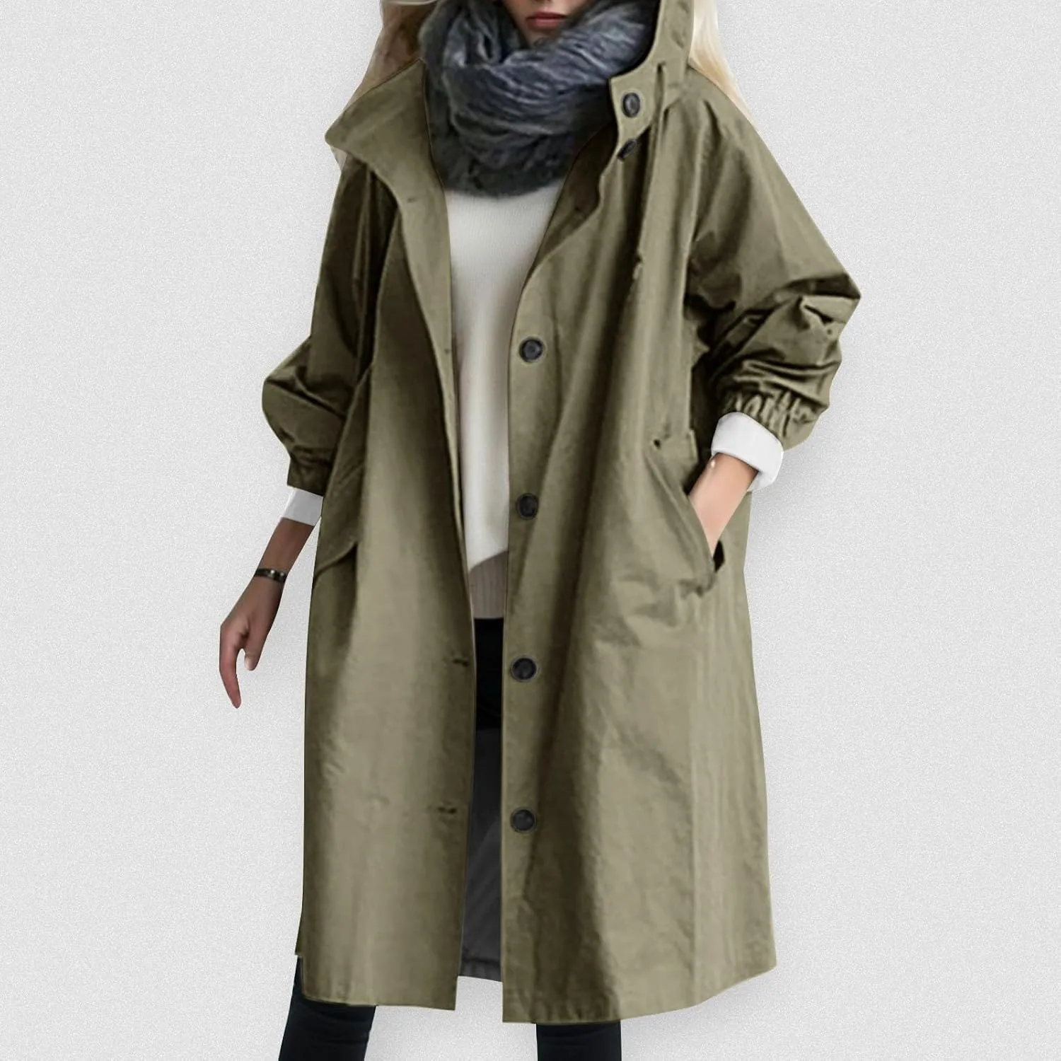 Women's Double Breasted Pea Coat Lapel Wool Blend Long Trench Jacket Winter Elegant Overcoat Outwear