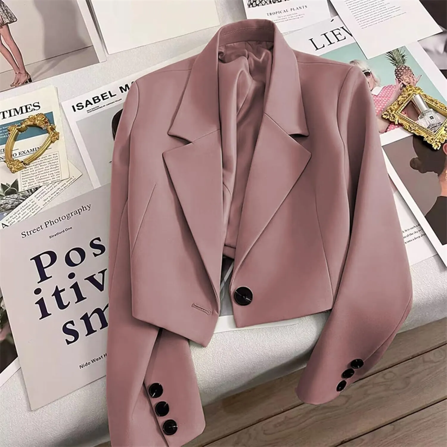 Womens Fall Casual Blazers 2024 Three Quarter Sleeve Sleeve Cardigan Short Small Coat Womens Casual Blazers 2024