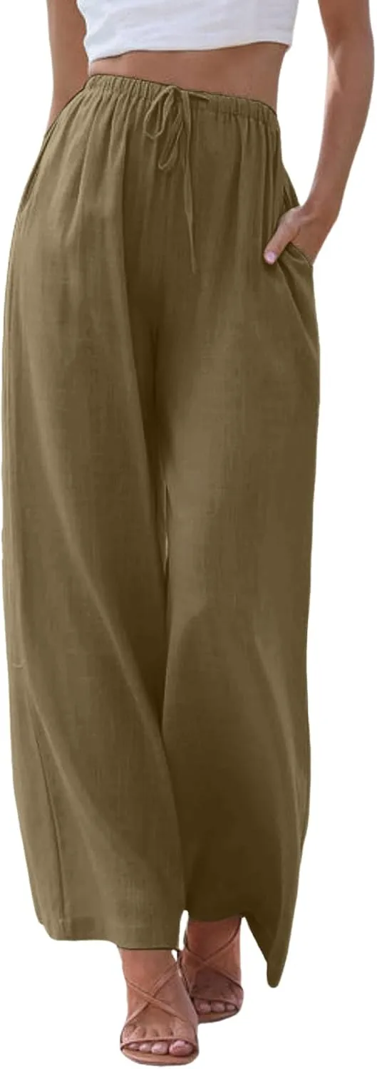 Women's Fleece Lined Pants Winter Large Beach Slacks with Pockets High Waisted High Waisted