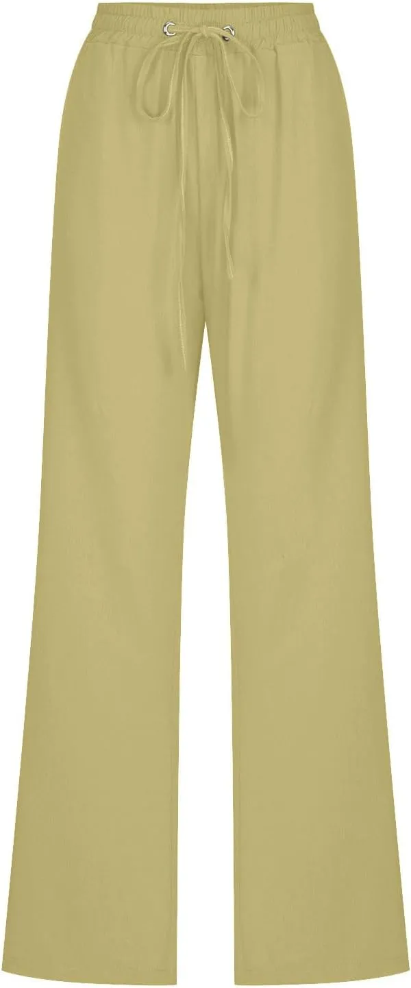 Women's Fleece Lined Pants Winter Large Beach Slacks with Pockets High Waisted High Waisted