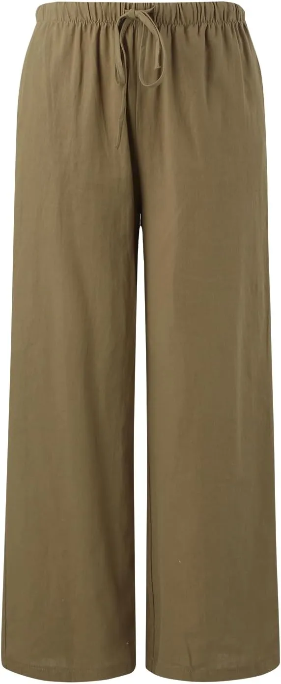 Women's Fleece Lined Pants Winter Large Beach Slacks with Pockets High Waisted High Waisted
