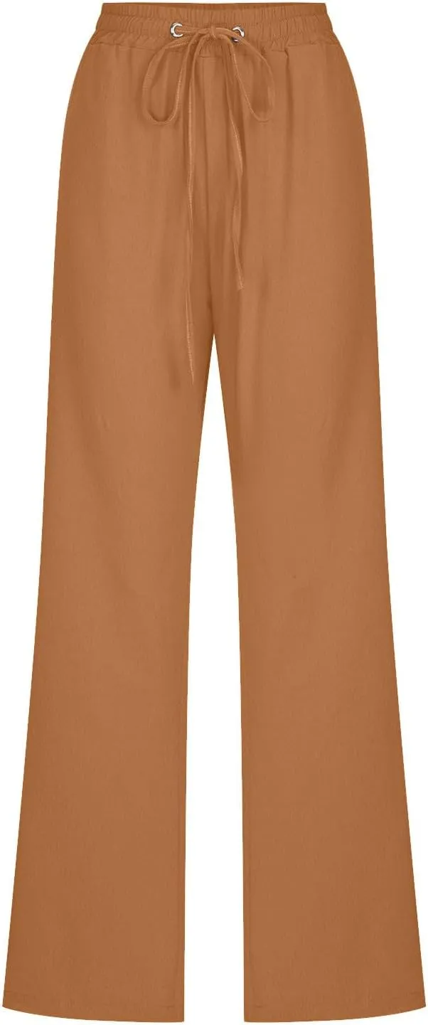 Women's Fleece Lined Pants Winter Large Beach Slacks with Pockets High Waisted High Waisted