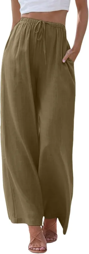 Women's Fleece Lined Pants Winter Large Beach Slacks with Pockets High Waisted High Waisted