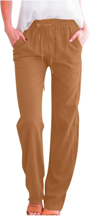 Women's Fleece Lined Pants Winter Large Beach Slacks with Pockets High Waisted High Waisted