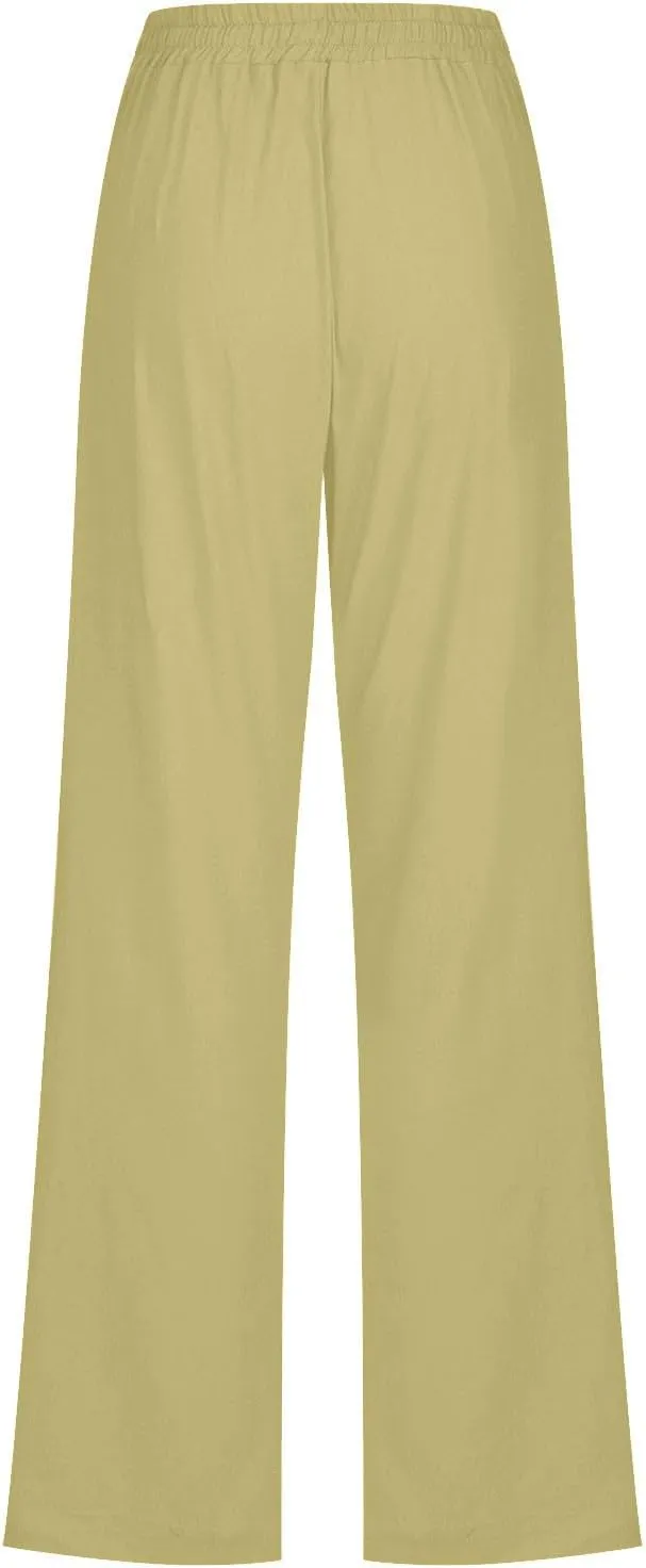 Women's Fleece Lined Pants Winter Large Beach Slacks with Pockets High Waisted High Waisted