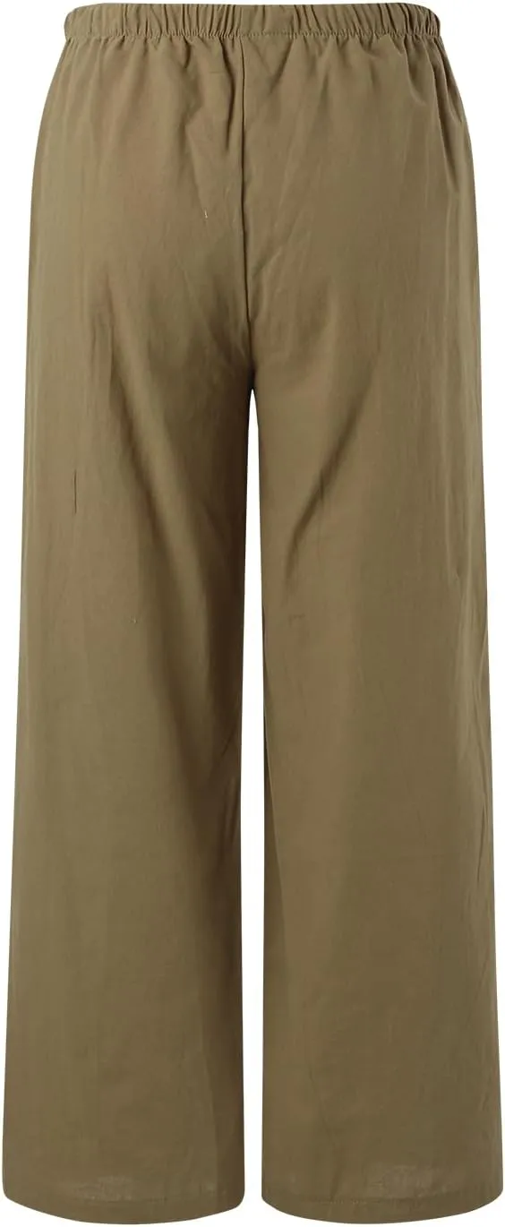 Women's Fleece Lined Pants Winter Large Beach Slacks with Pockets High Waisted High Waisted