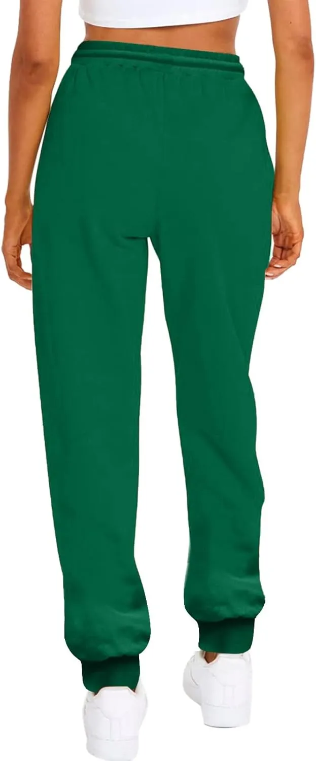 Womens Fleece Lined Sweatpants High Waisted Drawstring Waist Oversized Joggers Cinch Bottom Lounge Pants Activewear