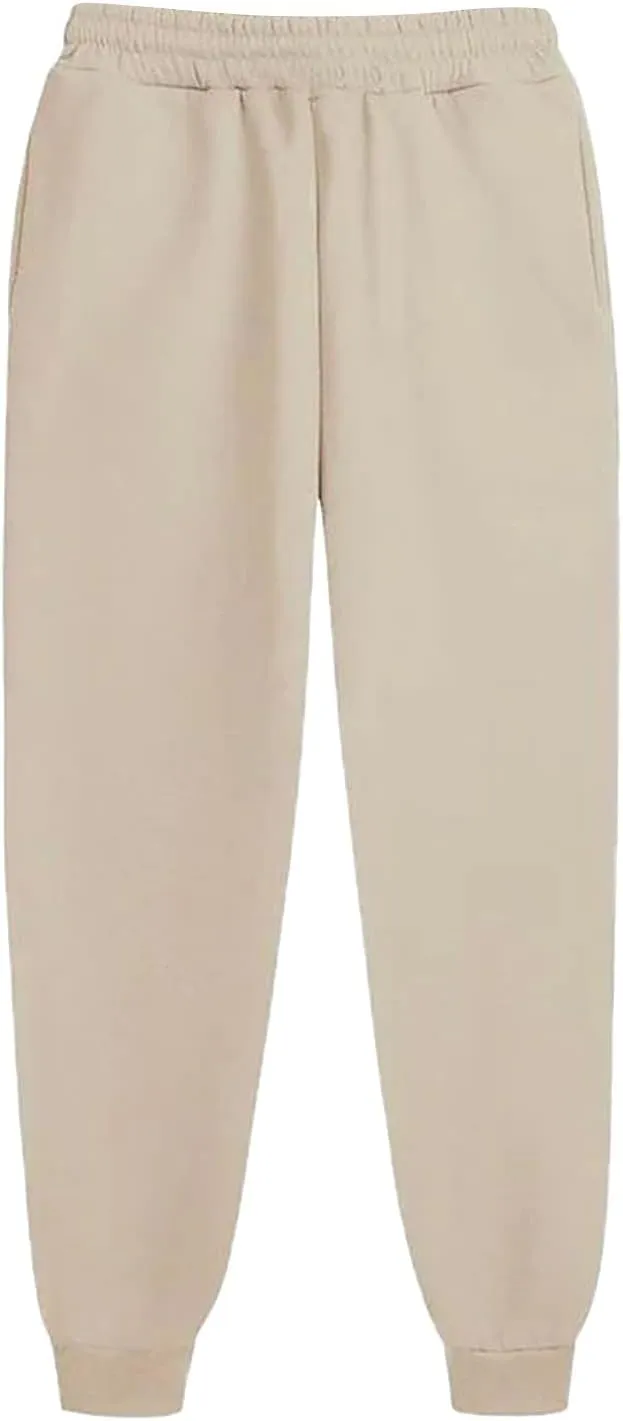 Womens Fleece Lined Sweatpants High Waisted Drawstring Waist Oversized Joggers Cinch Bottom Lounge Pants Activewear