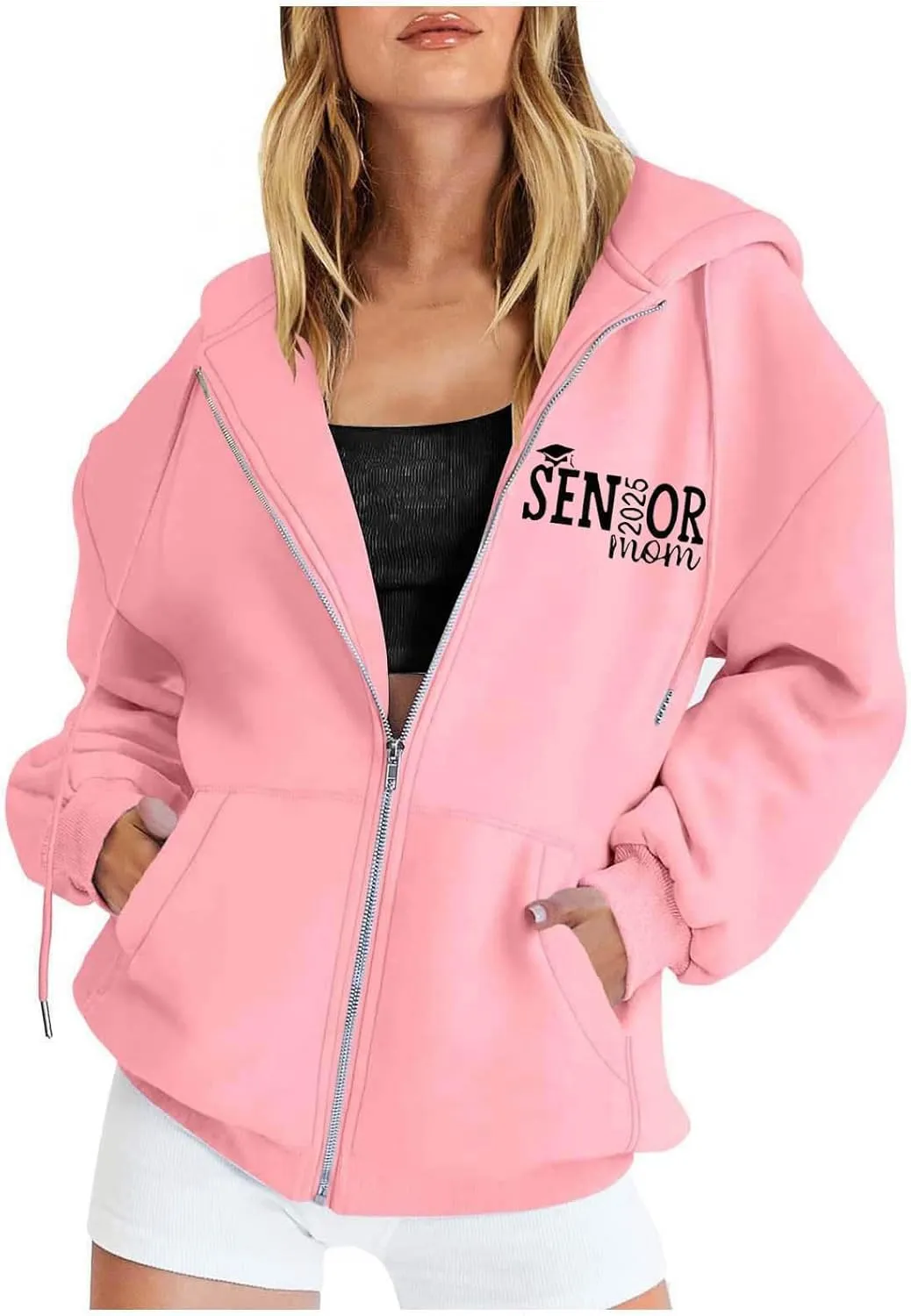 Womens Fleece Oversized Sweatshirt Oversized Crewneck Drawstring Hoodie Preppy Trendy Jackets Cropped Comfy Jackets