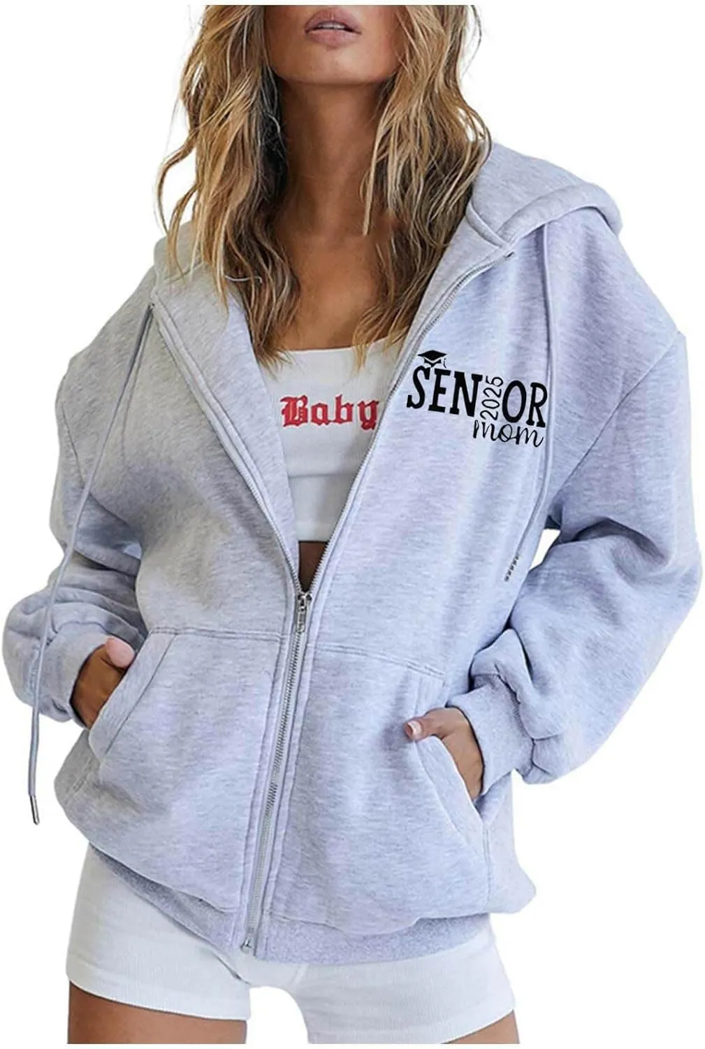 Womens Fleece Oversized Sweatshirt Oversized Crewneck Drawstring Hoodie Preppy Trendy Jackets Cropped Comfy Jackets