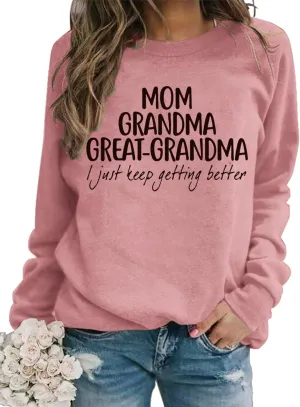 Womens Great Grandma Sweatshirt Crewneck Casual Pullover Loose Comfy Grandma Gifts Shirts Top