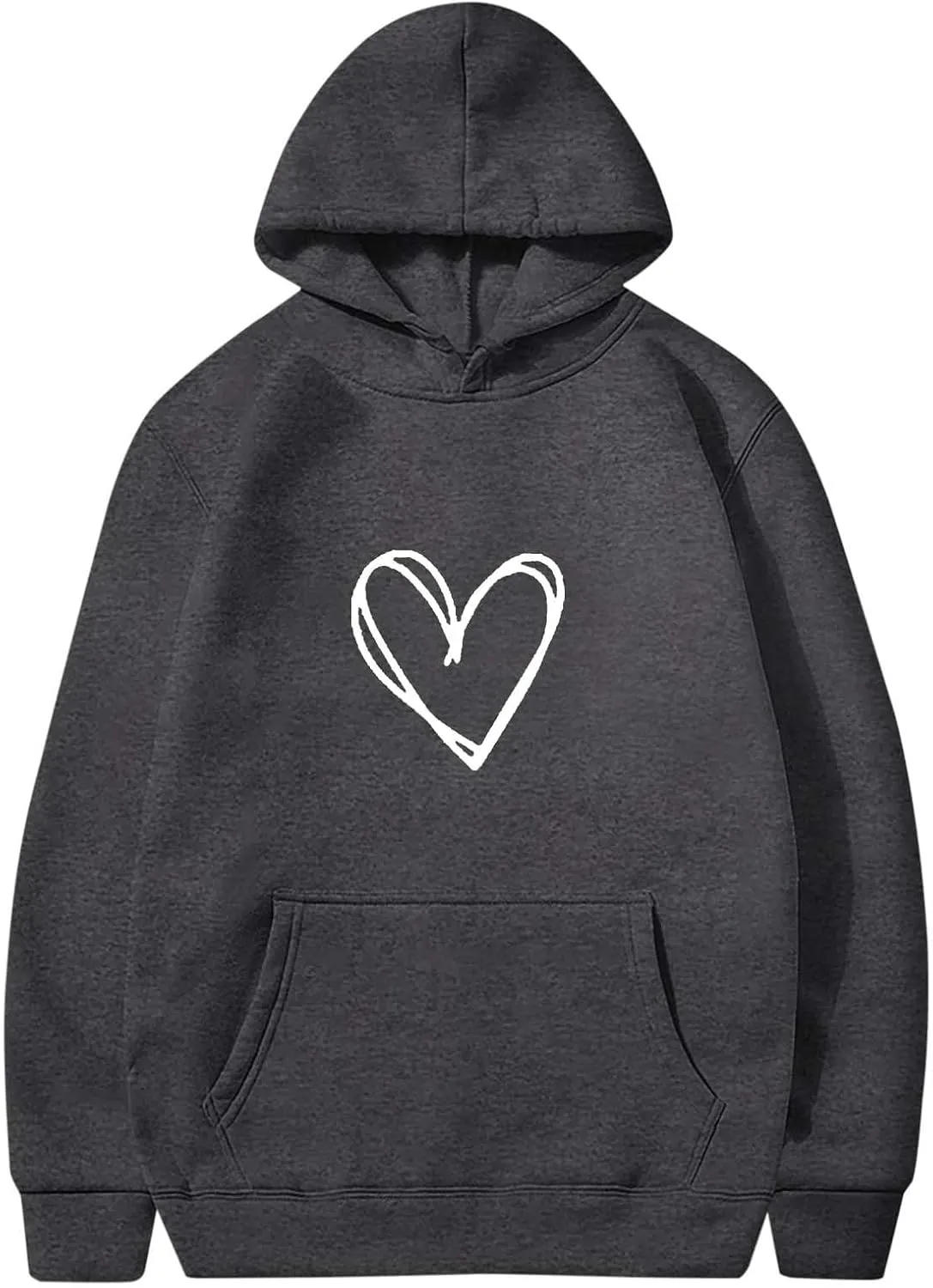 Womens Heart Print Hoodies Trendy Long Sleeve Love Graphic Sweatshirt Loose Casual Cute Fall Pullover Top with Pocket