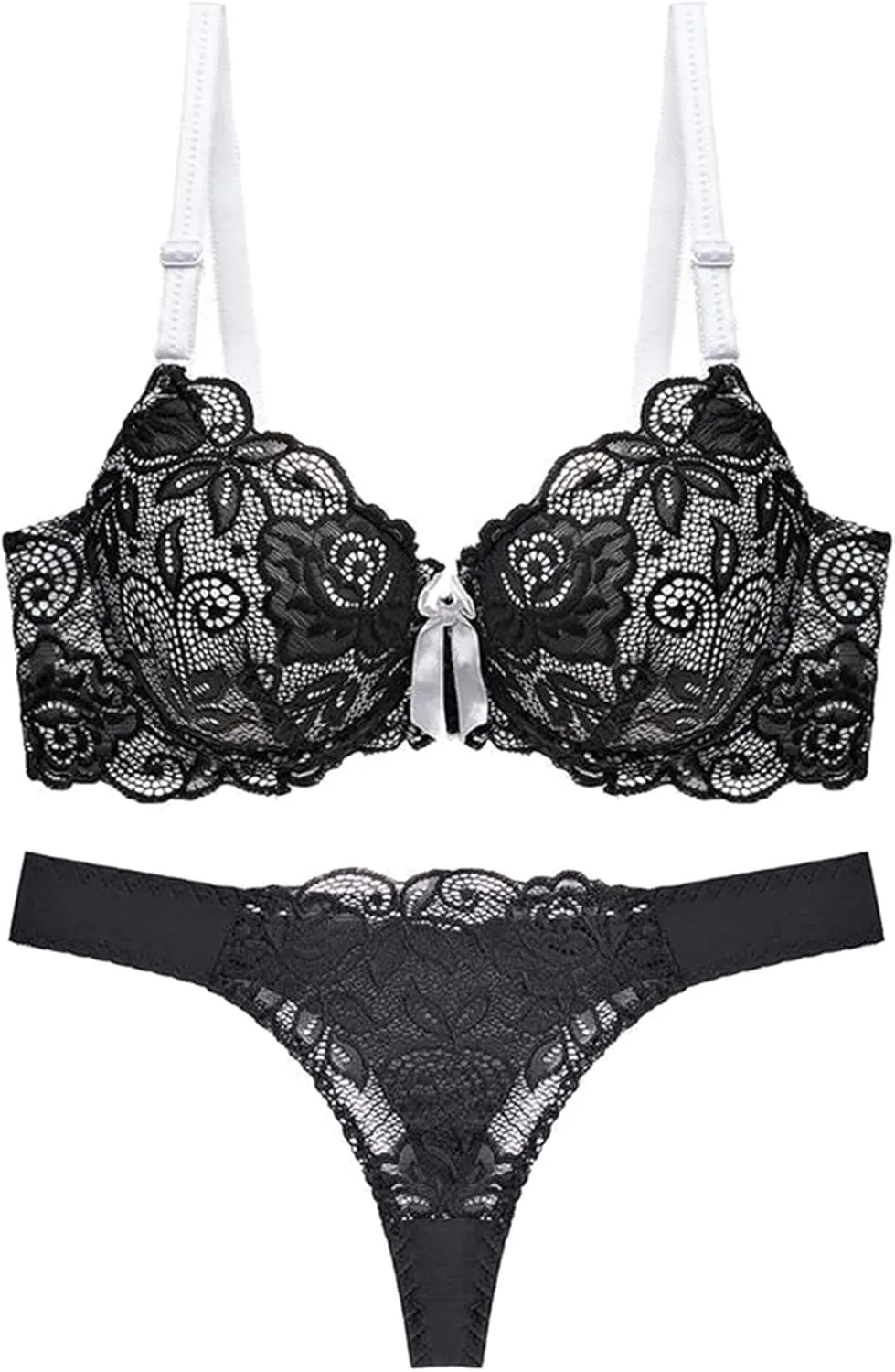 Womens Lace Underwear Sets Bralettes Underwear Thong Lingeries Sets for Women Sexy Mesh 2 Piece Underwear Sets