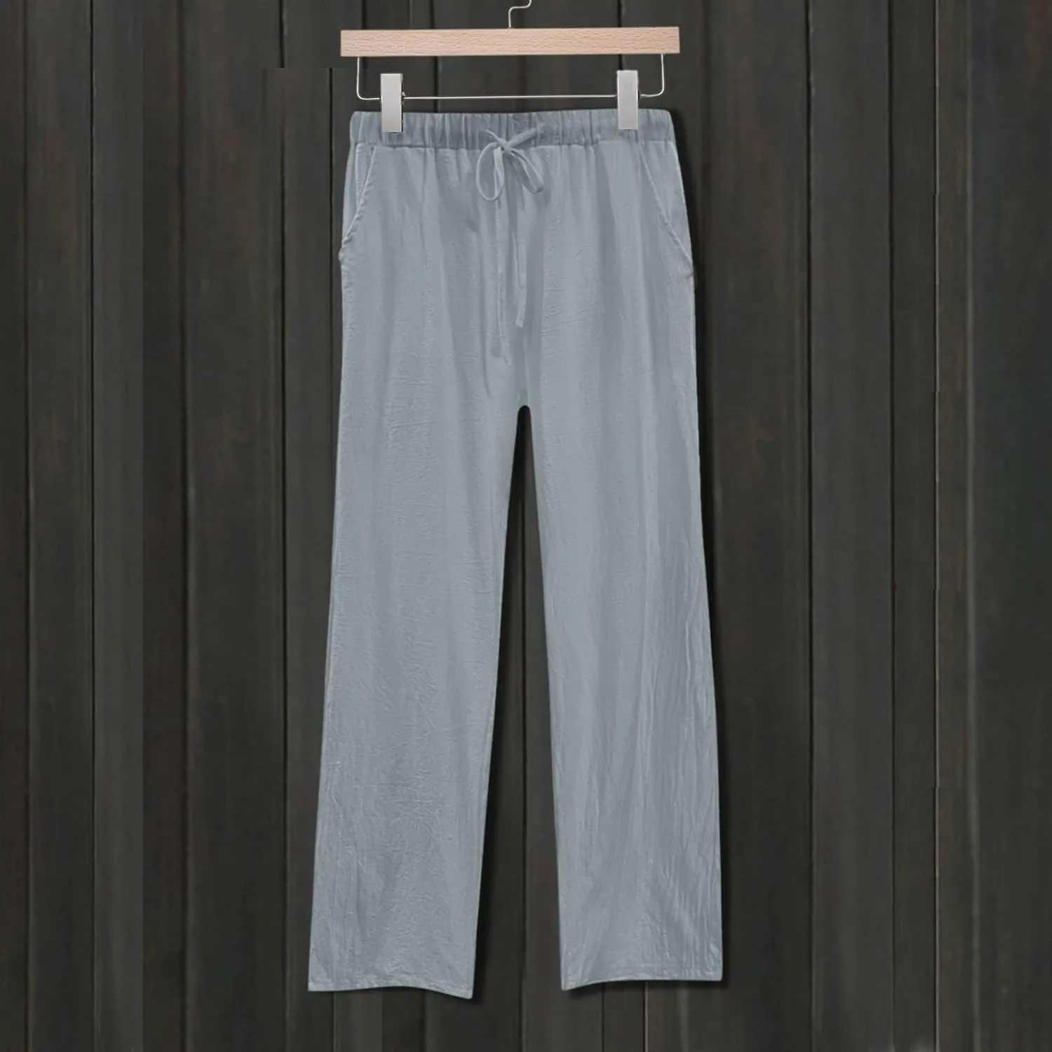 Womens Linen Casual Pants Winter Knitted Outfits Thermal with Pockets Elastic Waist Water Resistant