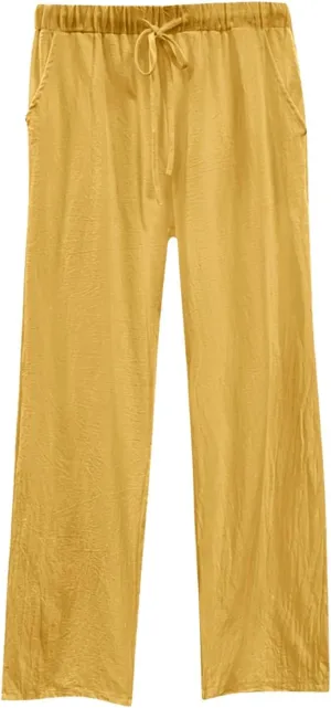 Womens Linen Casual Pants Winter Knitted Outfits Thermal with Pockets Elastic Waist Water Resistant