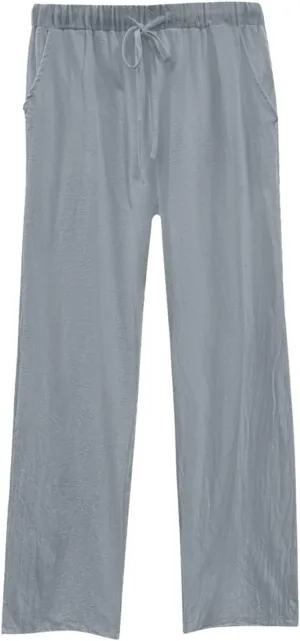 Womens Linen Casual Pants Winter Knitted Outfits Thermal with Pockets Elastic Waist Water Resistant