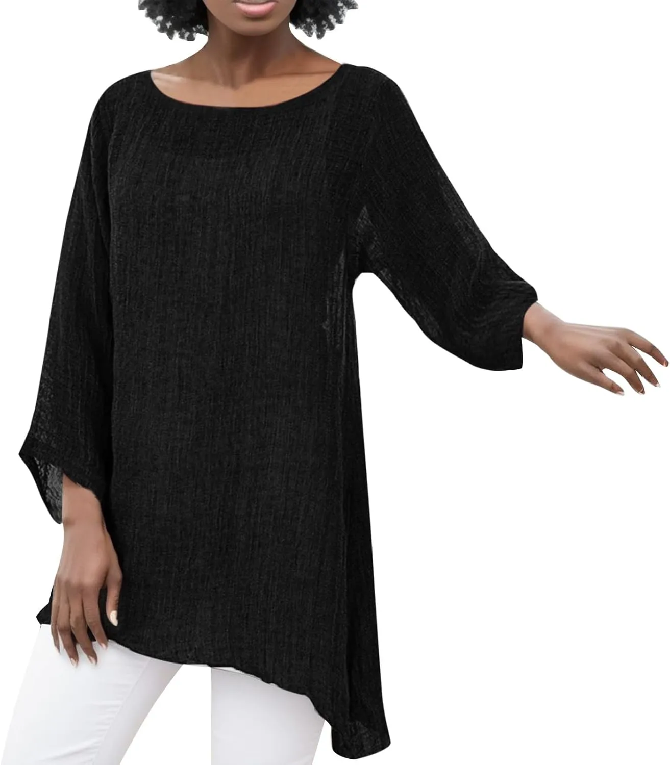 Womens Linen Shirts V Neck Button Blouses Boho Beach Tee Tops Short Sleeve Loose Tunic Tops
