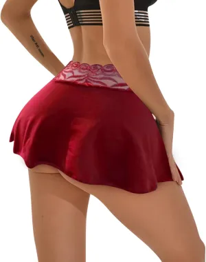 Women's Mesh & Lace Mini Skirt : Sexy Pleated Skirts for Festival Costumes, Rave Party Schoolgirl Outfits