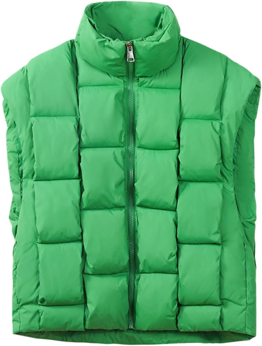 Womens Puffer Vest Oversized Down Jacket Stand Collar Lightweight Warm Winter Coat Sleeveless Zip Up Bubble Outwear