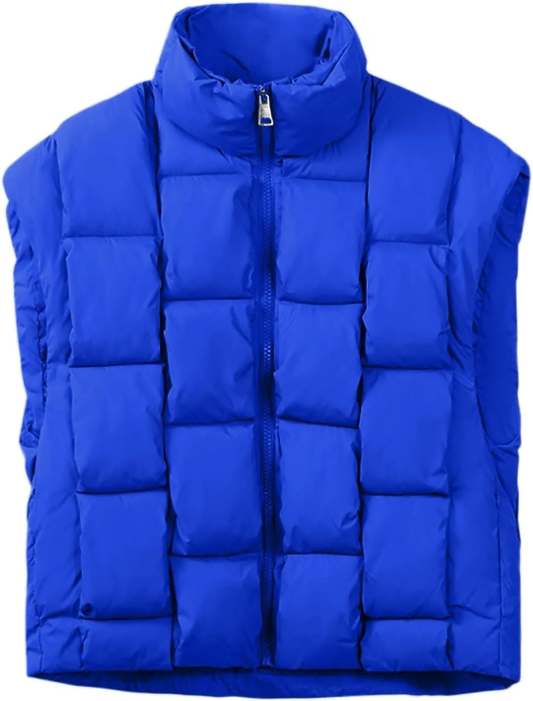 Womens Puffer Vest Oversized Down Jacket Stand Collar Lightweight Warm Winter Coat Sleeveless Zip Up Bubble Outwear