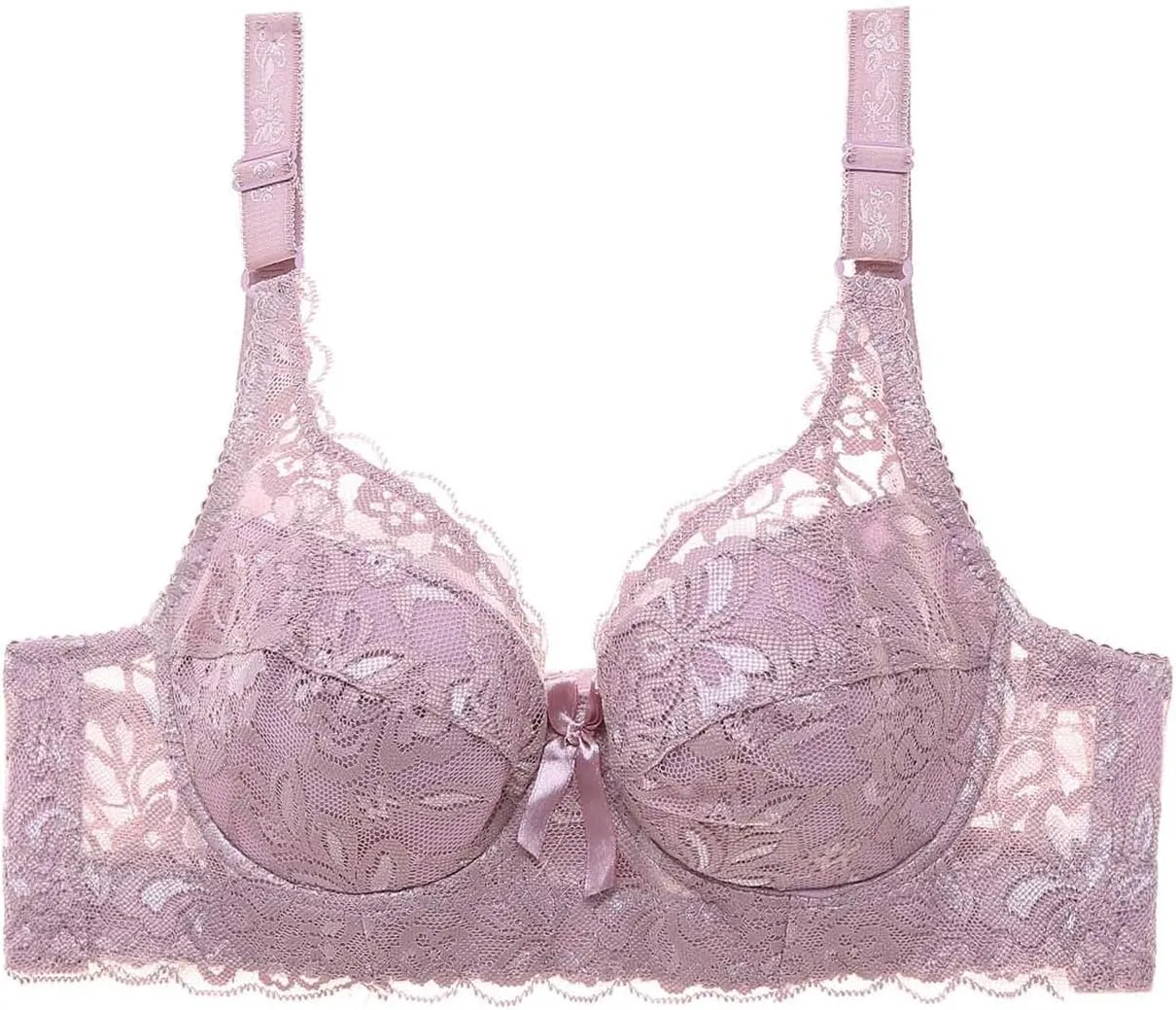 Women's Push Up Bra Floral Lace Comfort No Padded Wireless Bra Plunge Lift Up Sexy Lingerie Brassiere Bralette