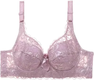 Women's Push Up Bra Floral Lace Comfort No Padded Wireless Bra Plunge Lift Up Sexy Lingerie Brassiere Bralette