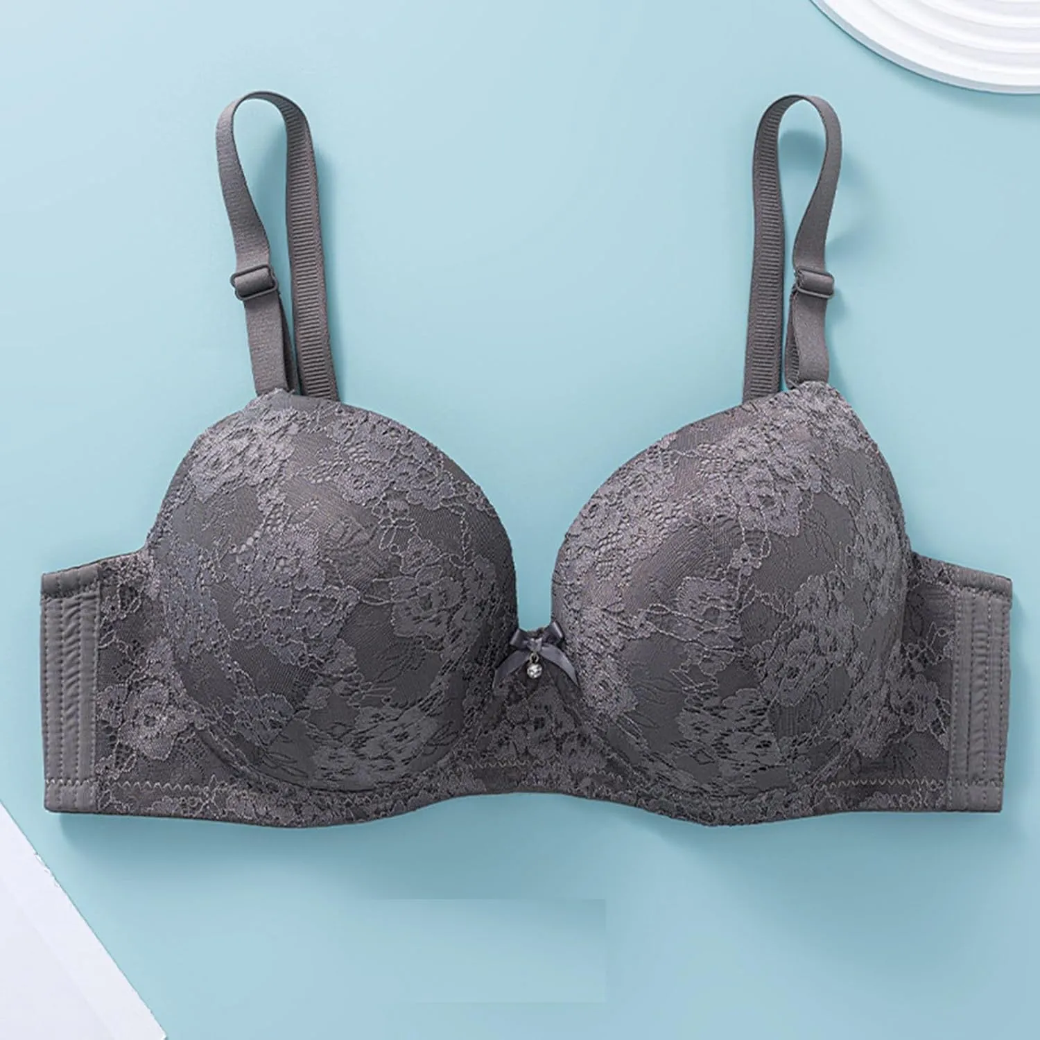 Women's Push Up Lace Bra Underwire Anti-Sagging Full Coverage Bras Sexy Plus Size Low Support Everyday Bralette