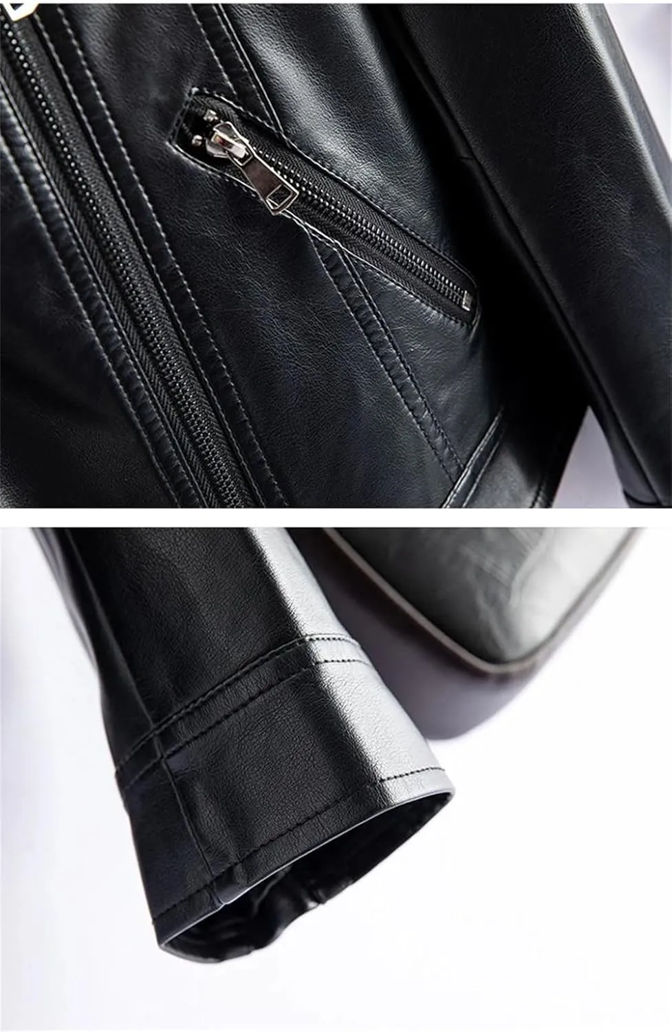 Womens Sheepskin Jackets Zipper Short Moto Biker Jackets Long Sleeve Casual Leather Coats