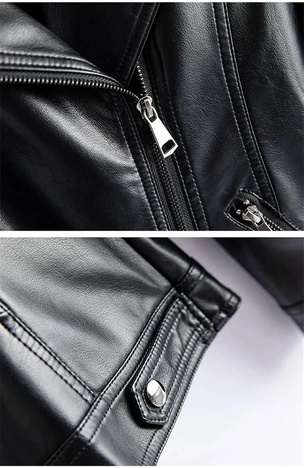 Womens Sheepskin Jackets Zipper Short Moto Biker Jackets Long Sleeve Casual Leather Coats