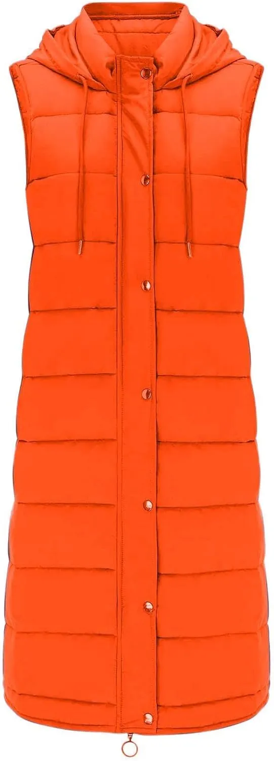Women's Sleeveless Down Parkas Jackets Warm Winter Vest Coats for Women Long Jacket Plus Size Hooded Puffer Coat