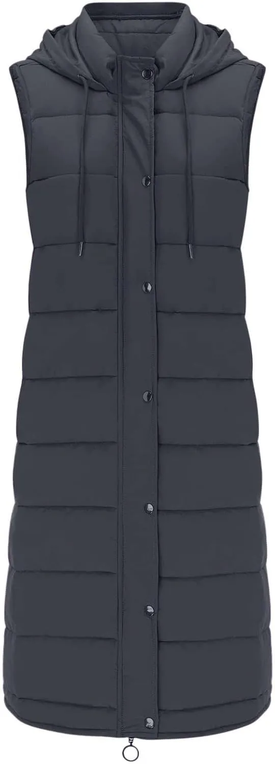 Women's Sleeveless Down Parkas Jackets Warm Winter Vest Coats for Women Long Jacket Plus Size Hooded Puffer Coat