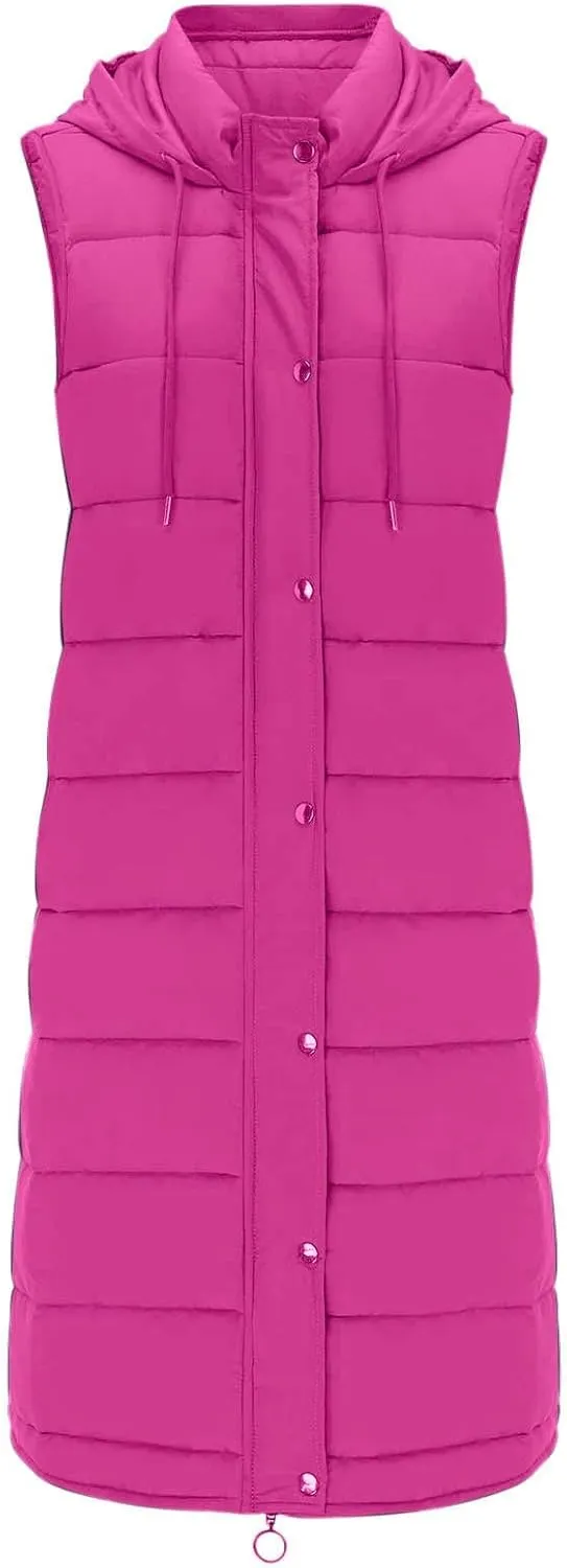 Women's Sleeveless Down Parkas Jackets Warm Winter Vest Coats for Women Long Jacket Plus Size Hooded Puffer Coat