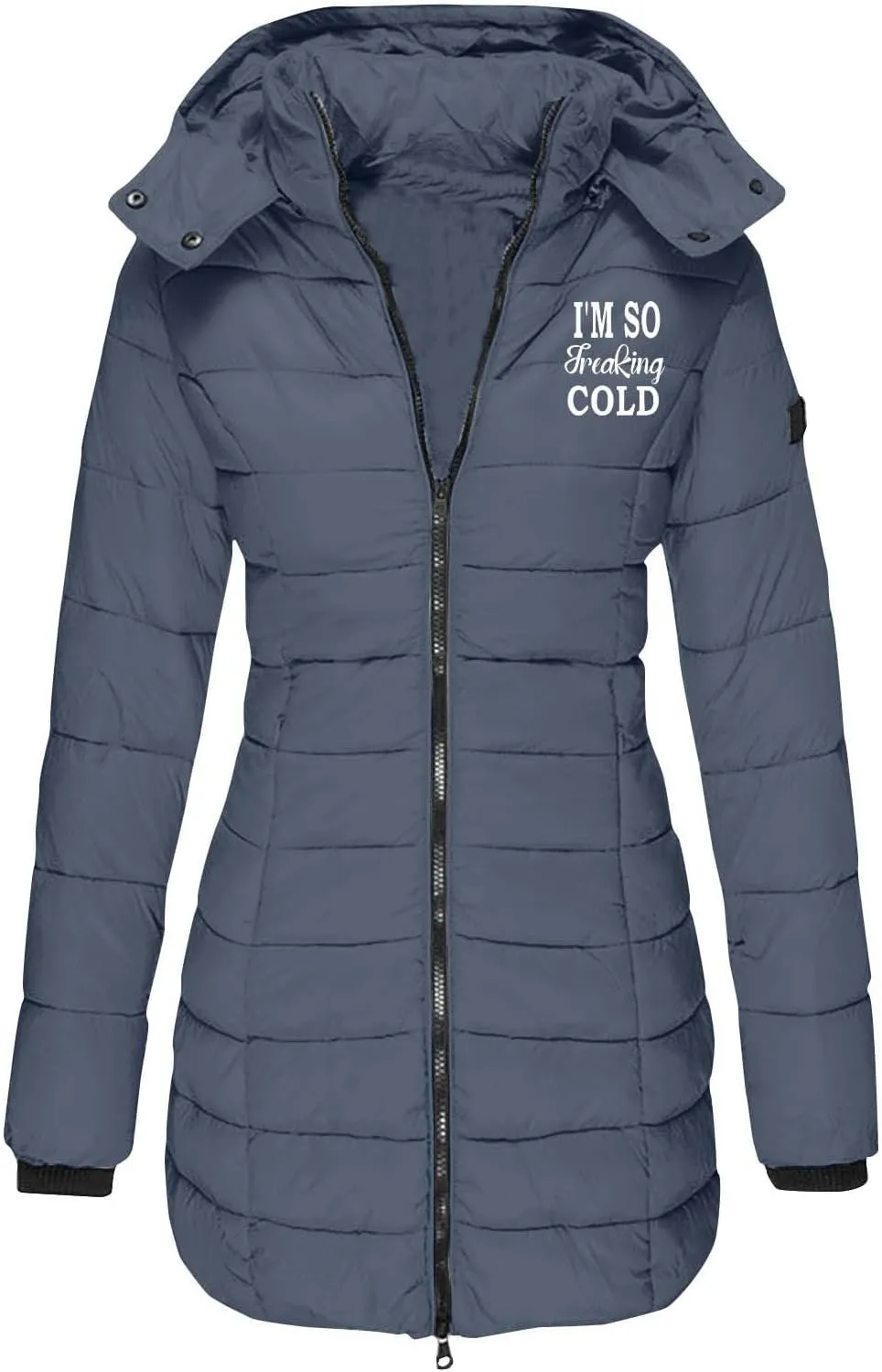Women's Slim Fit Winter Puffers Long Sleeve Hooded Parkas Full Zip Down Coats Thicken Padded Jackets Quilted Anoraks