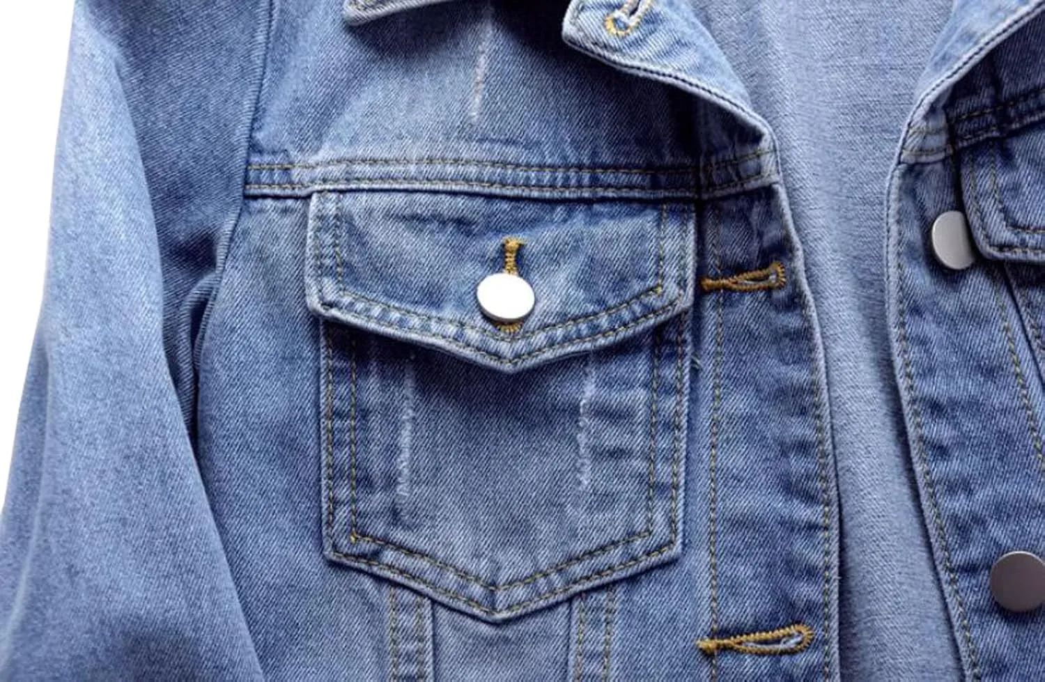 Womens Solid Color Denim Jackets Button Up Long Sleeve Trucker Jackets Jean Coat