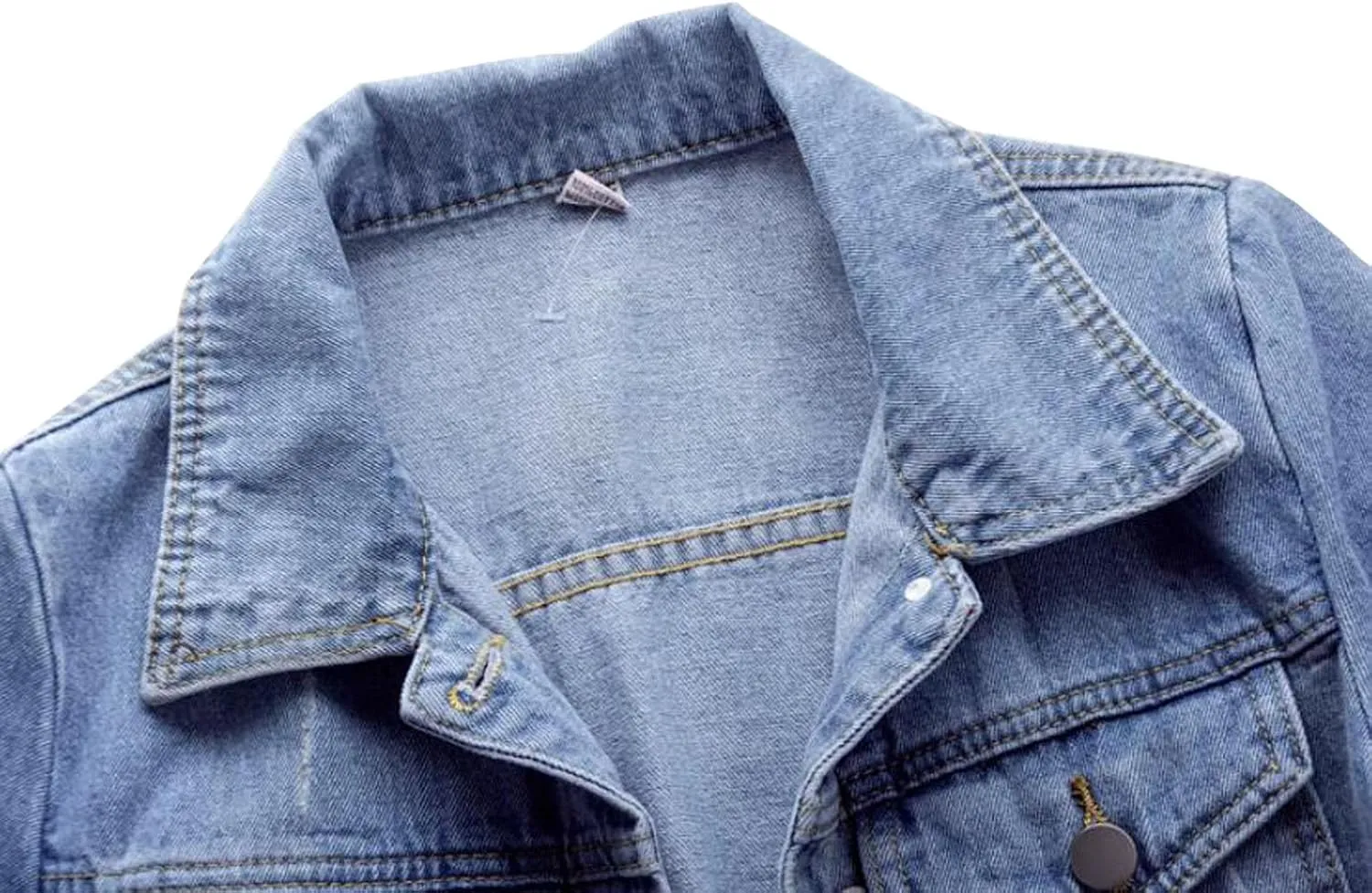 Womens Solid Color Denim Jackets Button Up Long Sleeve Trucker Jackets Jean Coat