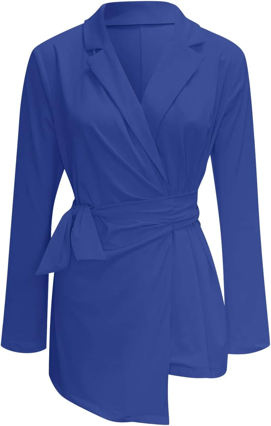 Women's Summer Blazer Long Sleeve Lapel Tighten Waist Mid-Length Style Work Jacket Outdoor Simple Dressy Lightweight