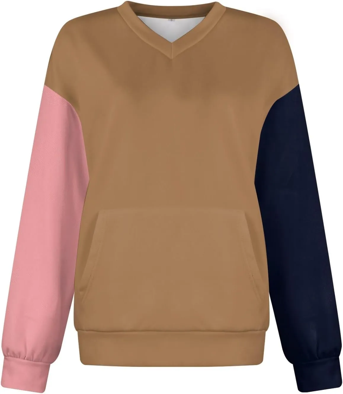 Womens Tops Casual Long Sleeve Shirts Oversized Color Block Outfits Basics Crewneck Pullover Sweatshirts