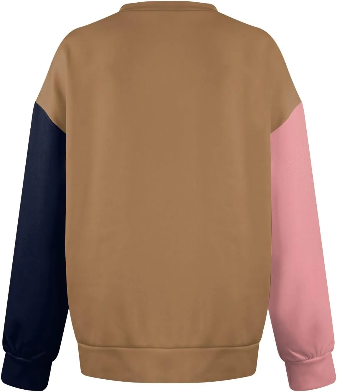 Womens Tops Casual Long Sleeve Shirts Oversized Color Block Outfits Basics Crewneck Pullover Sweatshirts